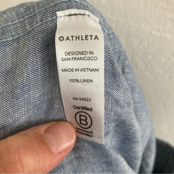 Athleta Cabo Linen Jogger Blue Beach Coastal Vacation Lagenlook Cruise Size 8 - Picture 10 of 11